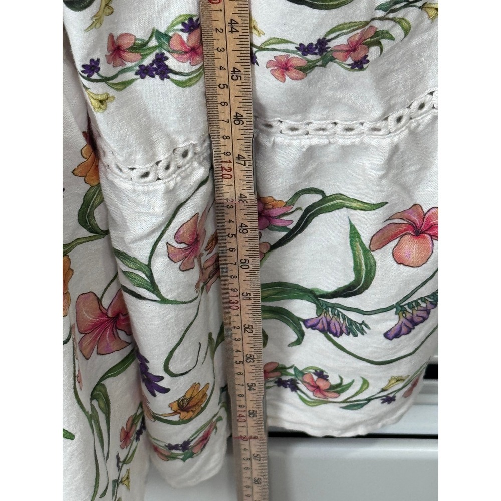 Farm Rio for Anthropologie Floral Linen Blend Tiered Maxi Dress White Medium - Picture 10 of 10